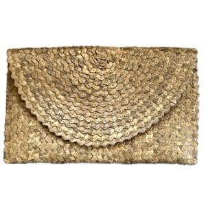 Hawaiian Polynesian Inspired Lauhala Weave Layered Snap Closure Clutch